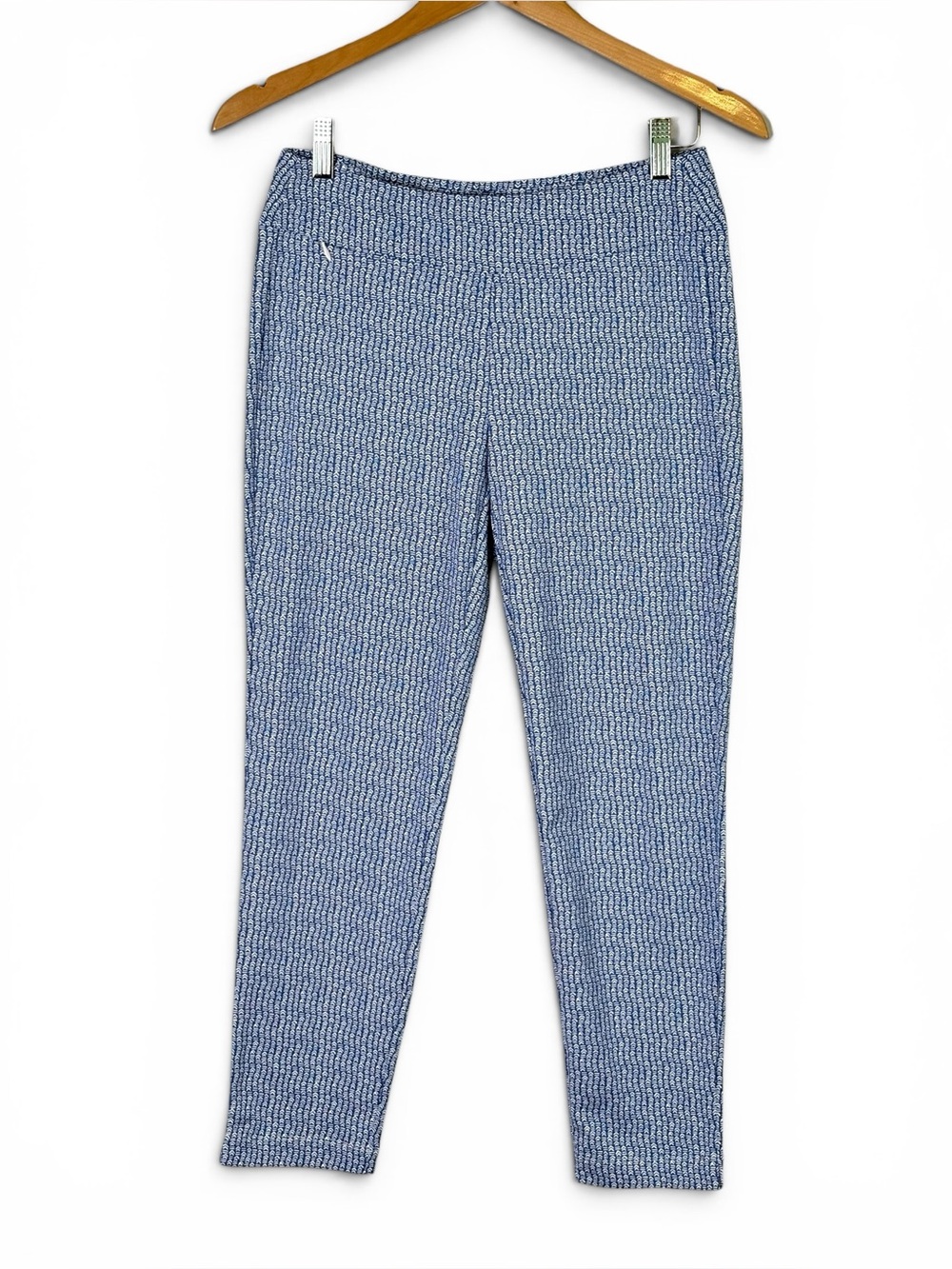 J.McLaughlin Geo Printed Pull On Ankle Pants Blue White Size S Catalina Cloth